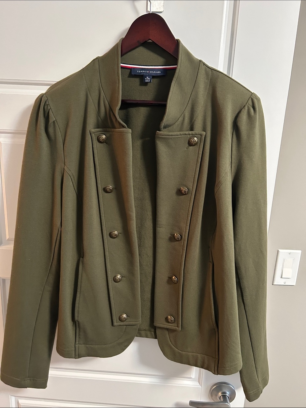 Tommy Hilfiger Olive Green Military-Style Double-Breasted Jacket
